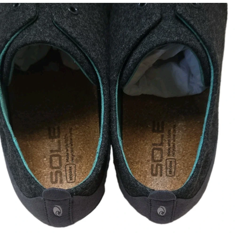 SOLE District by ReCORK Lark Loafers Wms 10/Mens 8.5 Slip On Grey Wool Cork